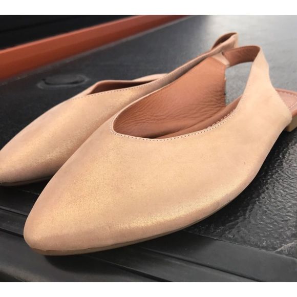 DNA Footwear Rose Gold Leather Slingback Flats Size 41 (US 9.5 - 10) - Picture 1 of 11